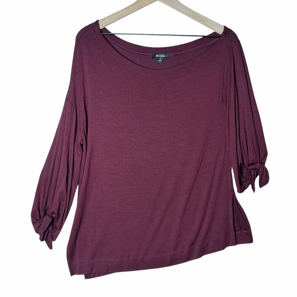 Ella Moss Jersey Off Shoulder Tie Sleeve Burgundy Top Women's size M